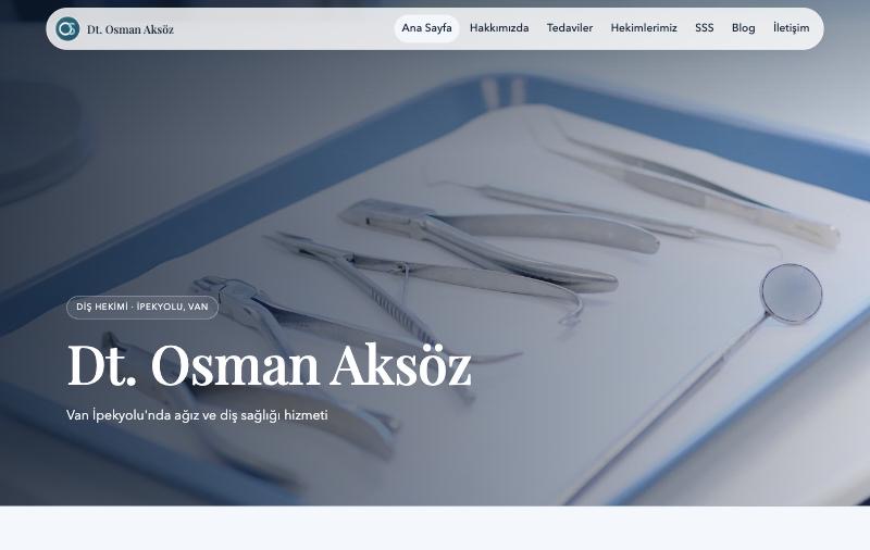 Dt. Osman Aksöz web sitesinin ana sayfası